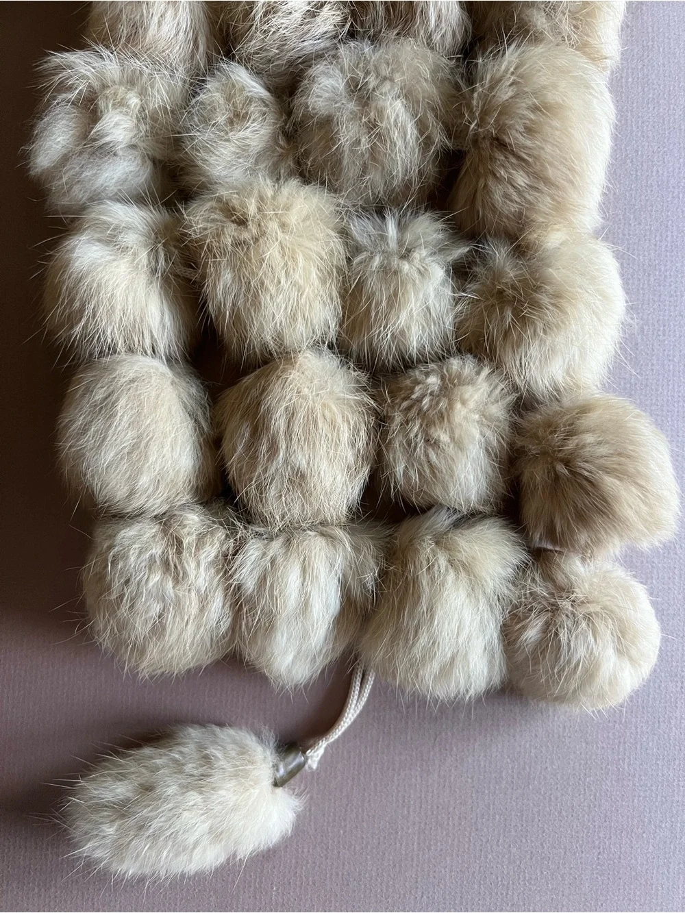 Vintage Tan Genuine Rabbit Fur Fuzzy Scarf